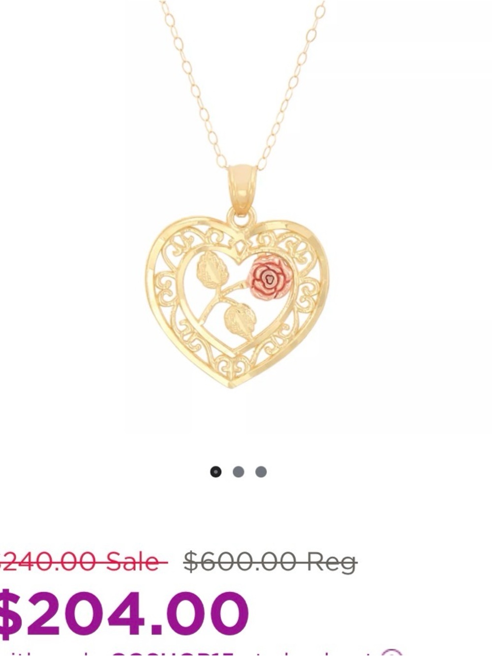 14k Delicate Gold Heart Pendant Necklace - Picture 5 of 5